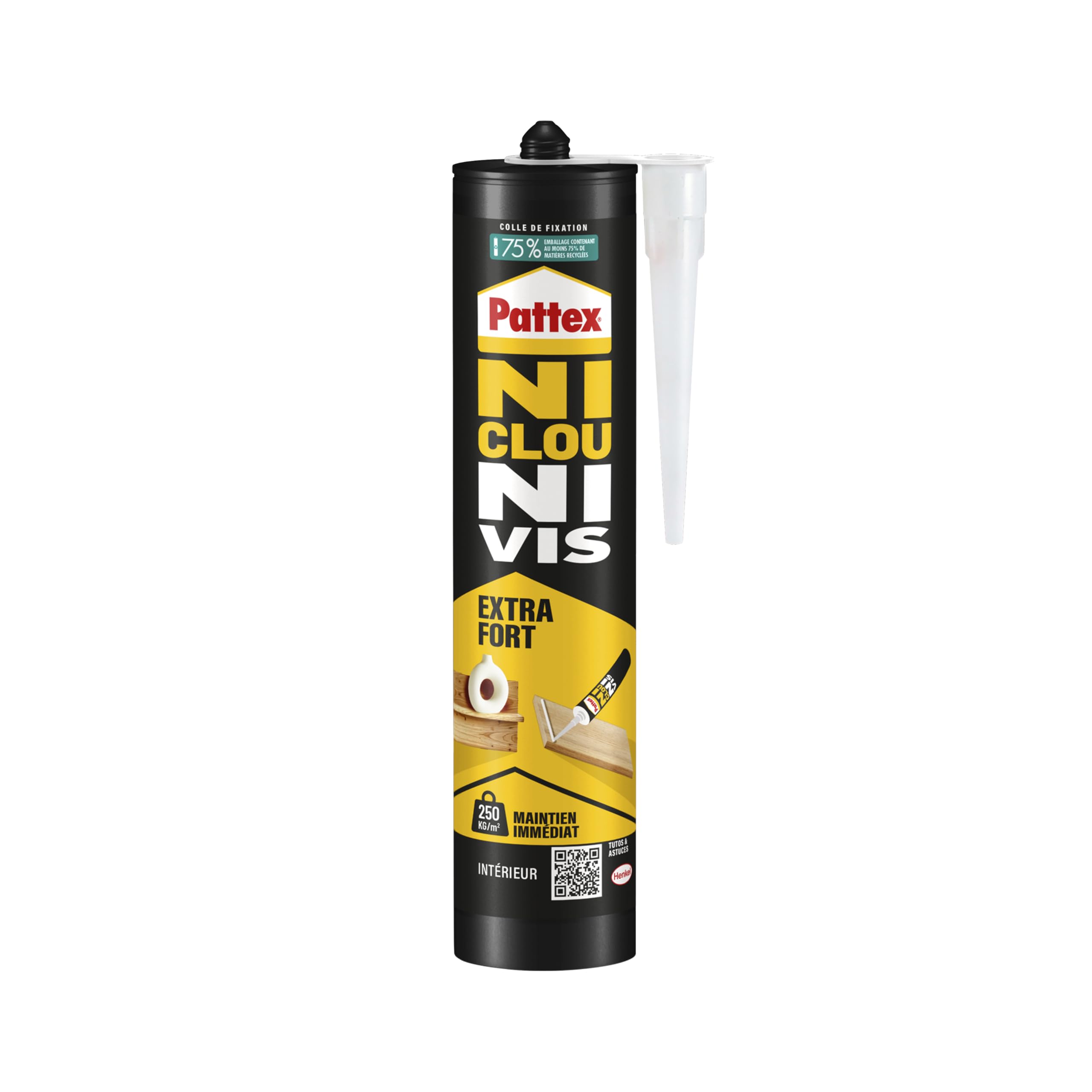 pattex-ni-clou-ni-vis-extra-fort-colle-de-fixation-cartouche-380g-blanc image 1