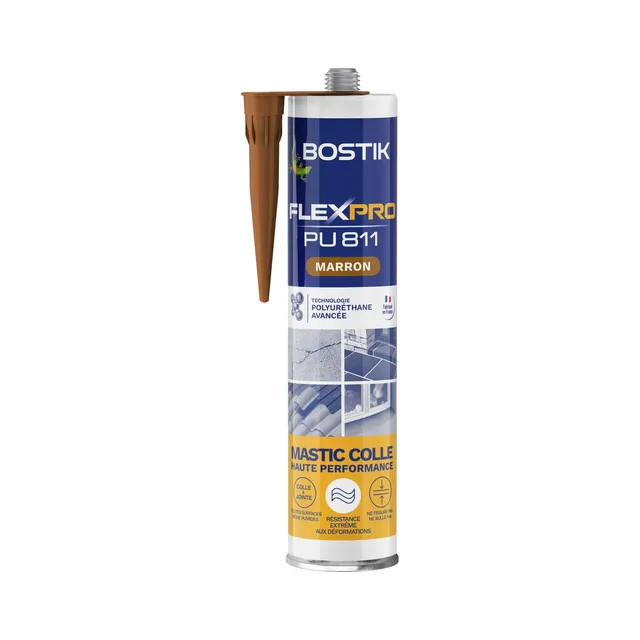 bostik-flexpro-pu-811-mastic-colle-joint-polyur-thane-marron-300-ml image 1