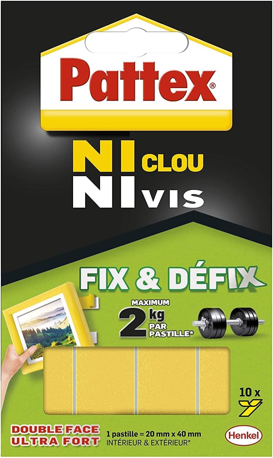 pattex-ni-clou-ni-vis-fix-d-fix-pastilles-d-montables-x10 image 1