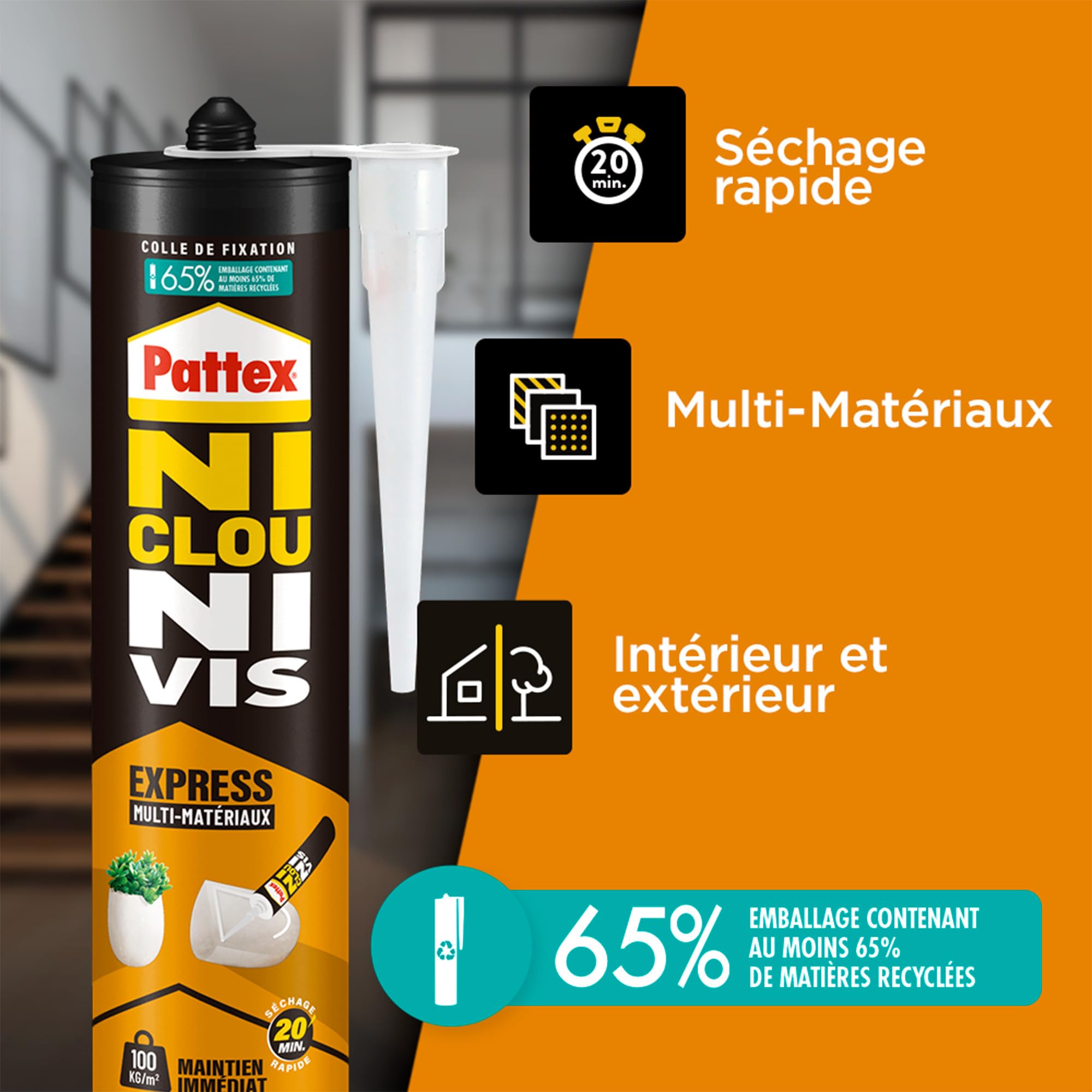 pattex-ni-clou-ni-vis-fix-express-blanc-cartouche-390-g image 3