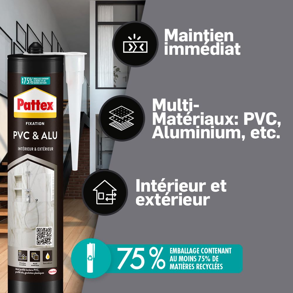 pattex-fixation-pvc-alu-mastic-flextec-blanc-cartouche-450-g image 3