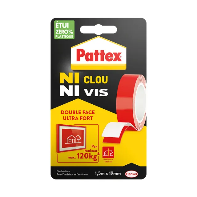 pattex-ni-clou-ni-vis-ruban-adh-sif-double-face-ultra-fort-19-mm-x-1-5-m image 1