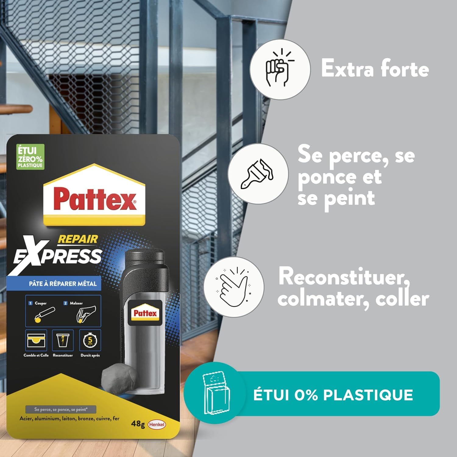 pattex-repair-express-m-tal-p-te-epoxy-m-tal-tube-48g-couleur-m-tal image 3